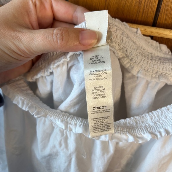 Chicos Embroidered Off The Shoulder Boho Lace White Cotton Blouse Plus Size 16 - Picture 8 of 9